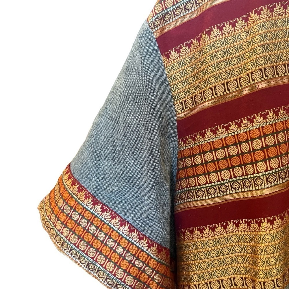 Kirans Linen Indian Print Chest Dress Short Sleeve Betel Leaf Neckline XL - Picture 8 of 10